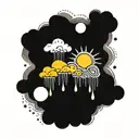 sun and rain clouds tattoo design idea