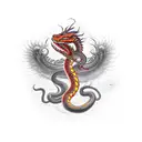 fire snake chinese sign miced with kukulkan snake tattoo design idea
