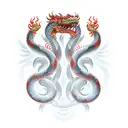 fire snake chinese sign miced with kukulkan snake tattoo design idea