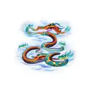 fire snake chinese sign miced with kukulkan snake tattoo design idea