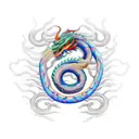 fire snake chinese sign miced with kukulkan snake tattoo design idea
