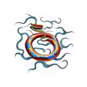 fire snake chinese sign miced with kukulkan snake tattoo design idea