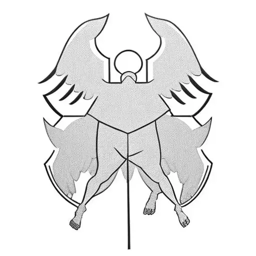 The silhouette of a man wearing a polo shirt, but without a head, instead of a head it has three birds flying above him tattoo design idea