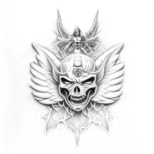 angels and demons tattoo design idea