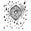 rainstorm with heart tattoo design idea