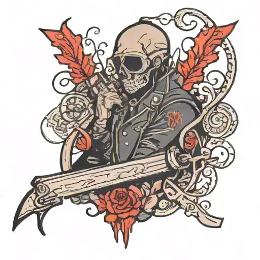 sleeve in the style of Russian crime scene silhouette tattoo design idea