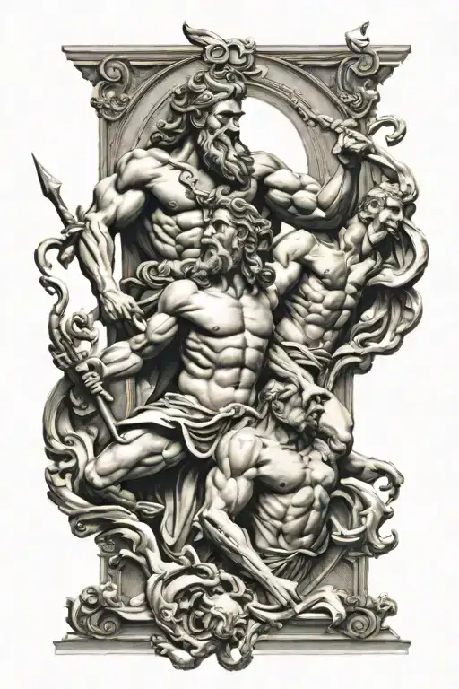 zeus y poseidon tattoo design idea