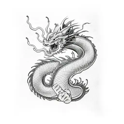 Shawn long dragon with Goku kid tattoo design idea