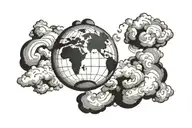 globe with clouds surrounding tattoo design idea