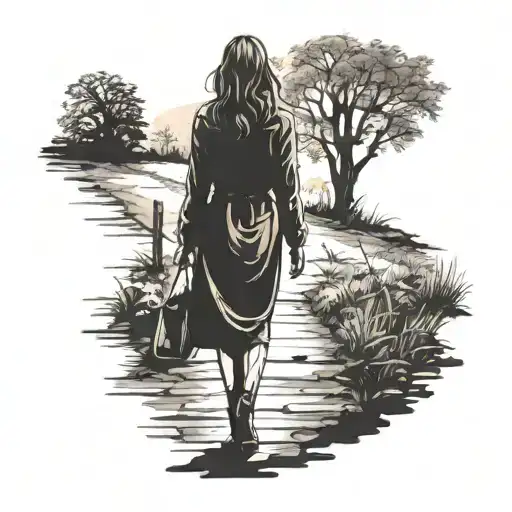 silhouette of woman walking away tattoo design idea