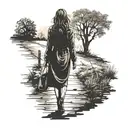 silhouette of woman walking away tattoo design idea