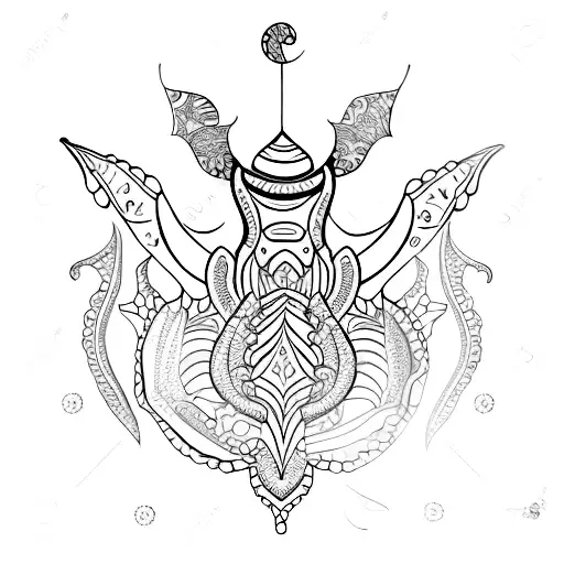 chandilier tattoo with manta ray and shells tattoo design idea