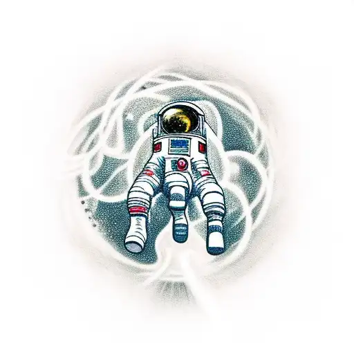 space, dead astronaut, blast tattoo design idea
