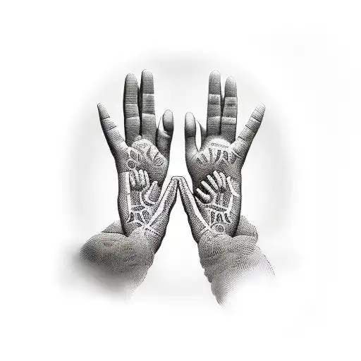 hands together praying but replace one of the hands with a dog paw tattoo design idea