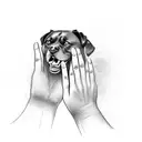 praying hands but one hand is a Rottweiler paw instead tattoo design idea