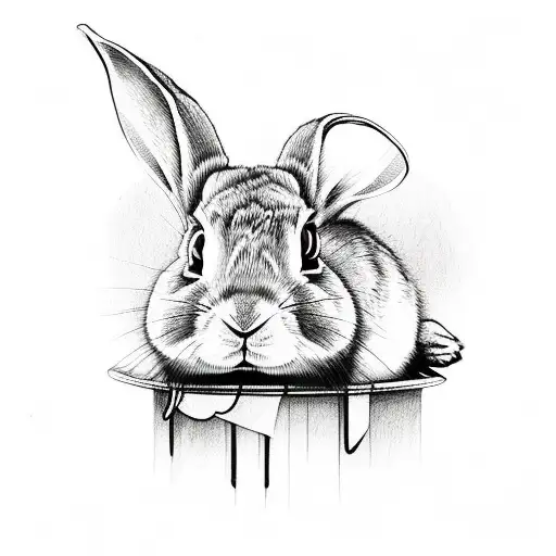 rabbit putting on eyeliner tattoo design idea