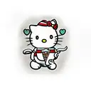 hello kitty eating pizza tattoo design idea