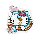 hello kitty eating pizza tattoo design idea