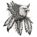 eagle feathers hanging tattoo design idea