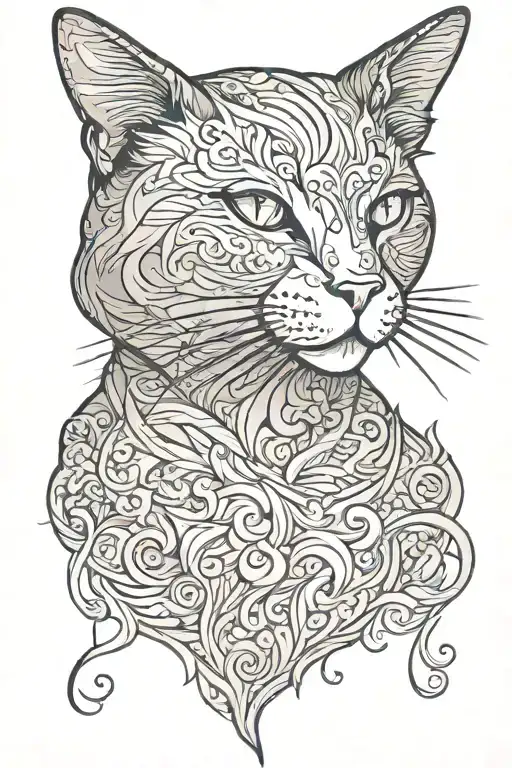 cat silhouette tattoo design idea