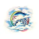 japanese style clouds evoloping moon tattoo design idea