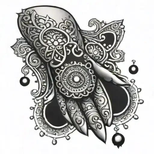 hand of Fatima with Turkish eyes tattoo design idea