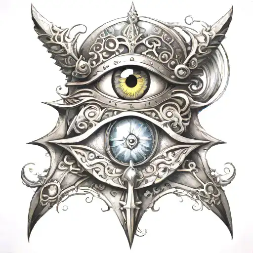 turkish eye medieval style knight tattoo design idea