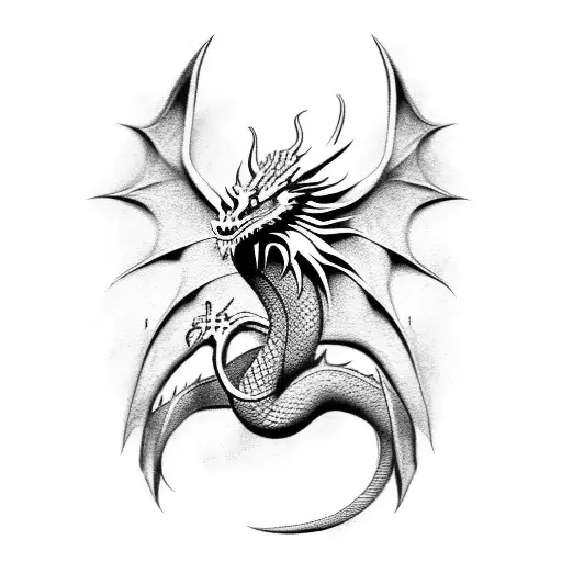 Dragon stencil tattoo design idea