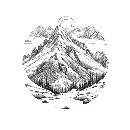 Mountain Scene with 4 bears tattoo design idea