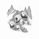 Mountain Scene with 4 bears tattoo design idea