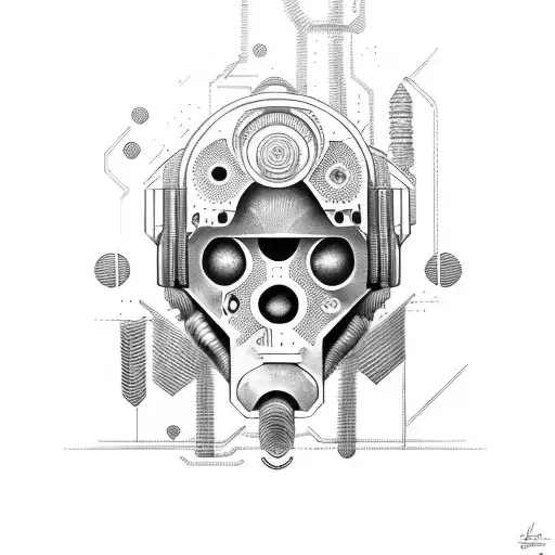 futurist cyborg tattoo design idea