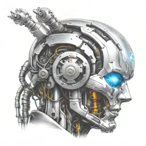 artifical intelligence robot head tattoo design idea