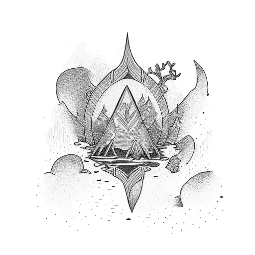 camp fire tattoo design idea