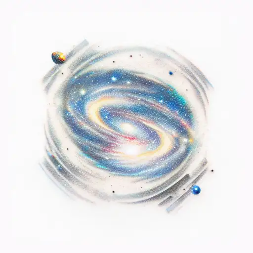 blue white black galaxy tattoo design idea