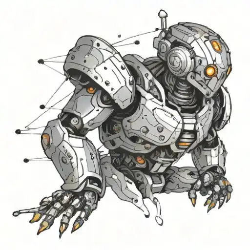 Artifical intelligence robot humanoid tattoo design idea