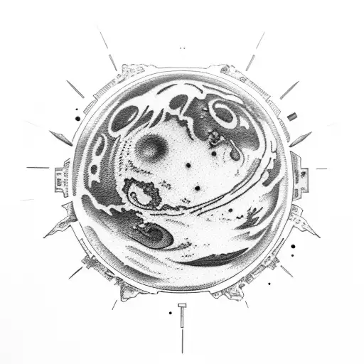 planet mars realistic tattoo design idea