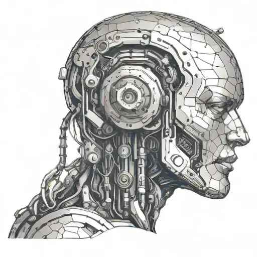 Artifical intelligence robot humanoid tattoo design idea