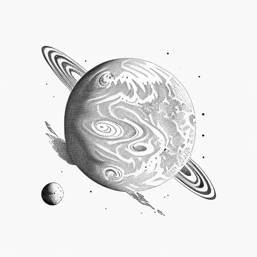 planet mars realistic tattoo design idea