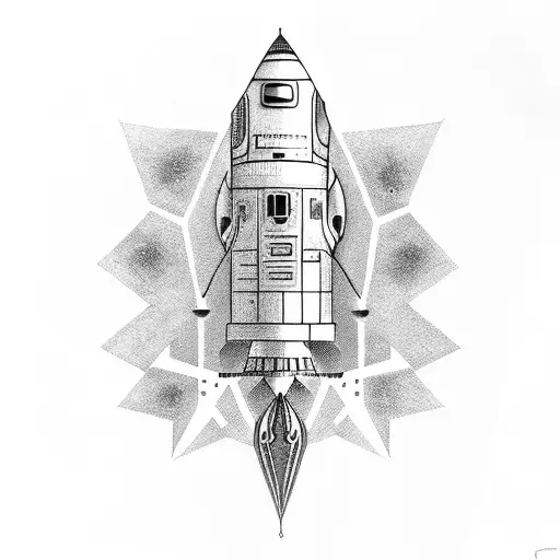 futurist cyborg space rocket tattoo design idea