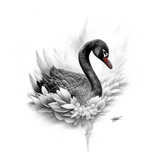 Premium Photo | A tattoo of a swan with roses on it