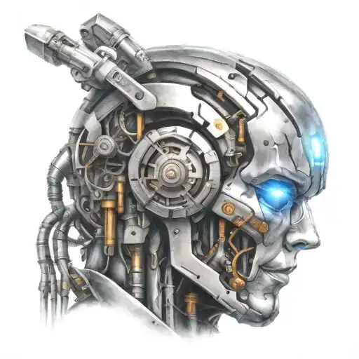 artifical intelligence robot head tattoo design idea