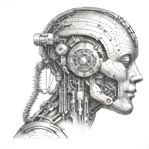 Artifical intelligence robot humanoid tattoo design idea