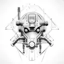 futurist cyborg tattoo design idea