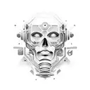 futurist cyborg human tattoo design idea