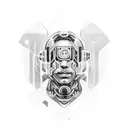 futurist cyborg human tattoo design idea