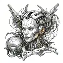 AI humanoid robot face tattoo design idea