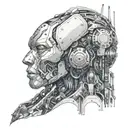 Artifical intelligence robot humanoid tattoo design idea