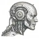 Artifical intelligence robot humanoid tattoo design idea