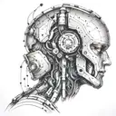 Artifical intelligence robot humanoid tattoo design idea