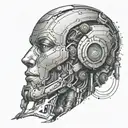 Artifical intelligence robot humanoid tattoo design idea